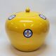 Pot couvert chinois vintage jaune et tampons bleus original pop