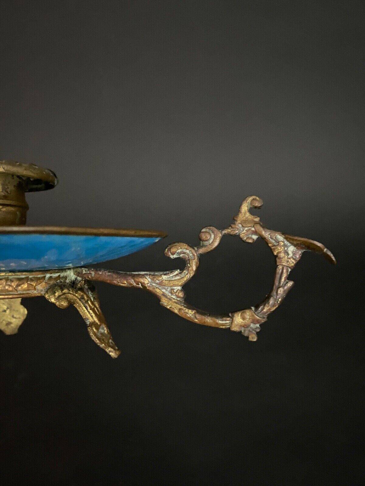 Napoleon III hand candle holder in cloisonné bronze, late 19th century