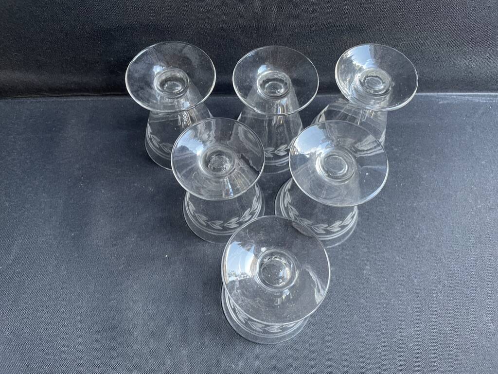 6 port glasses – guilloché crystal – art deco