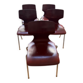 5 Flötotto Pagwood chairs, German design 1970