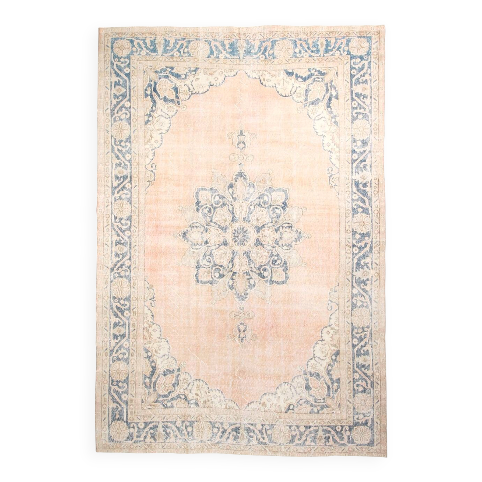 Tapis turc classique en laine bleue