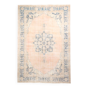Tapis turc classique en laine bleue