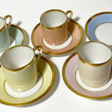 Set of four coffee cups and five porcelain cups of limoges around 1900