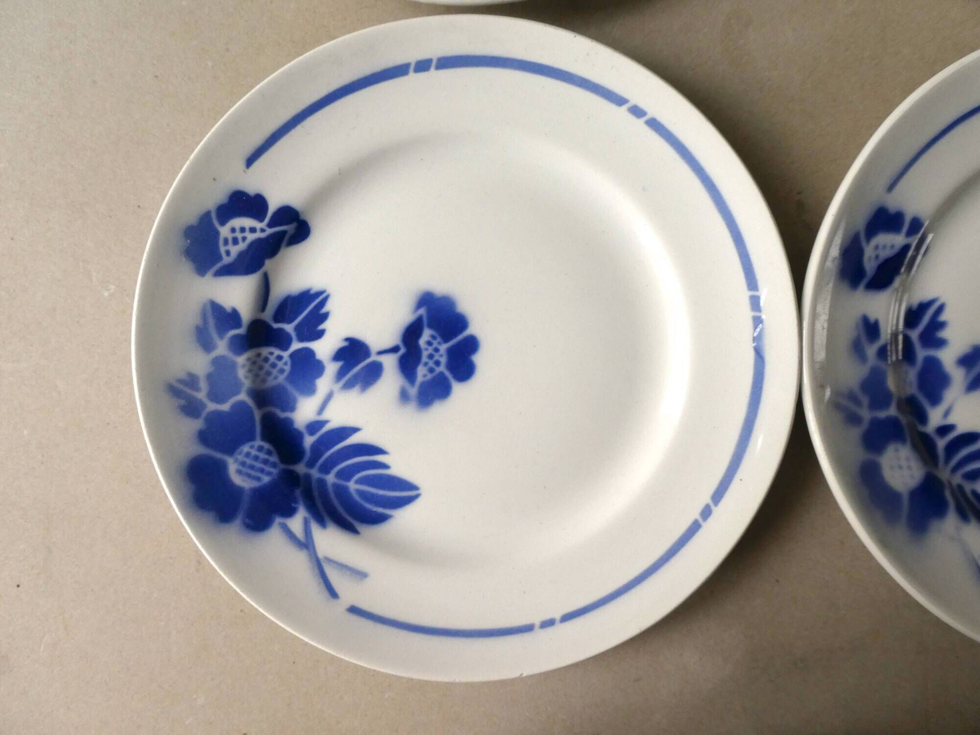 4 plates for dessert decoration blue flowers Orchies mills of the wolves
