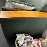 Leather canapé in Art Deco style designed by Jacques Leleu.