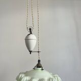 Art Deco Opaline Glass Pendant Light Mint Green Up and Down