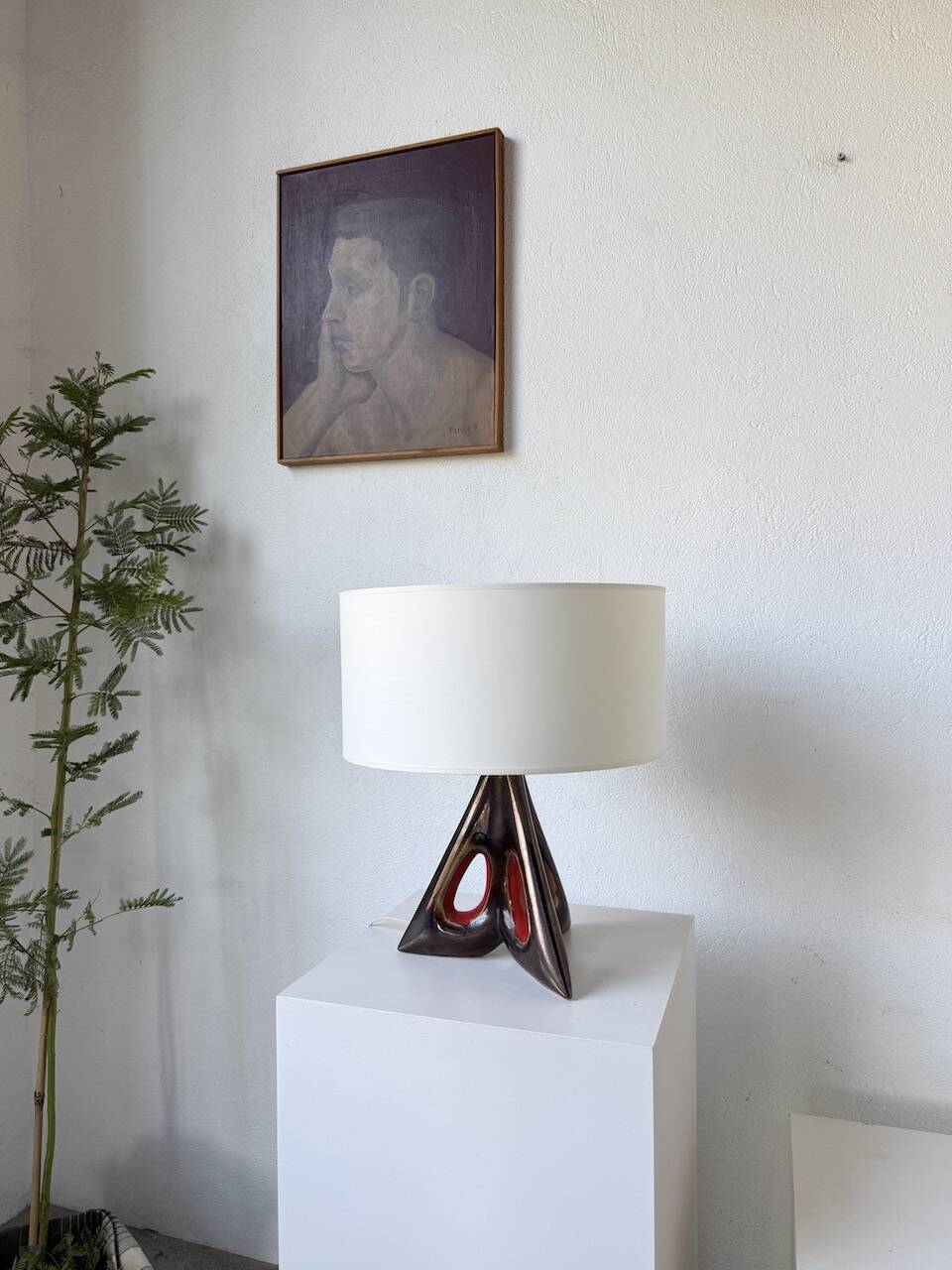 1950s ceramic table lamp, free form