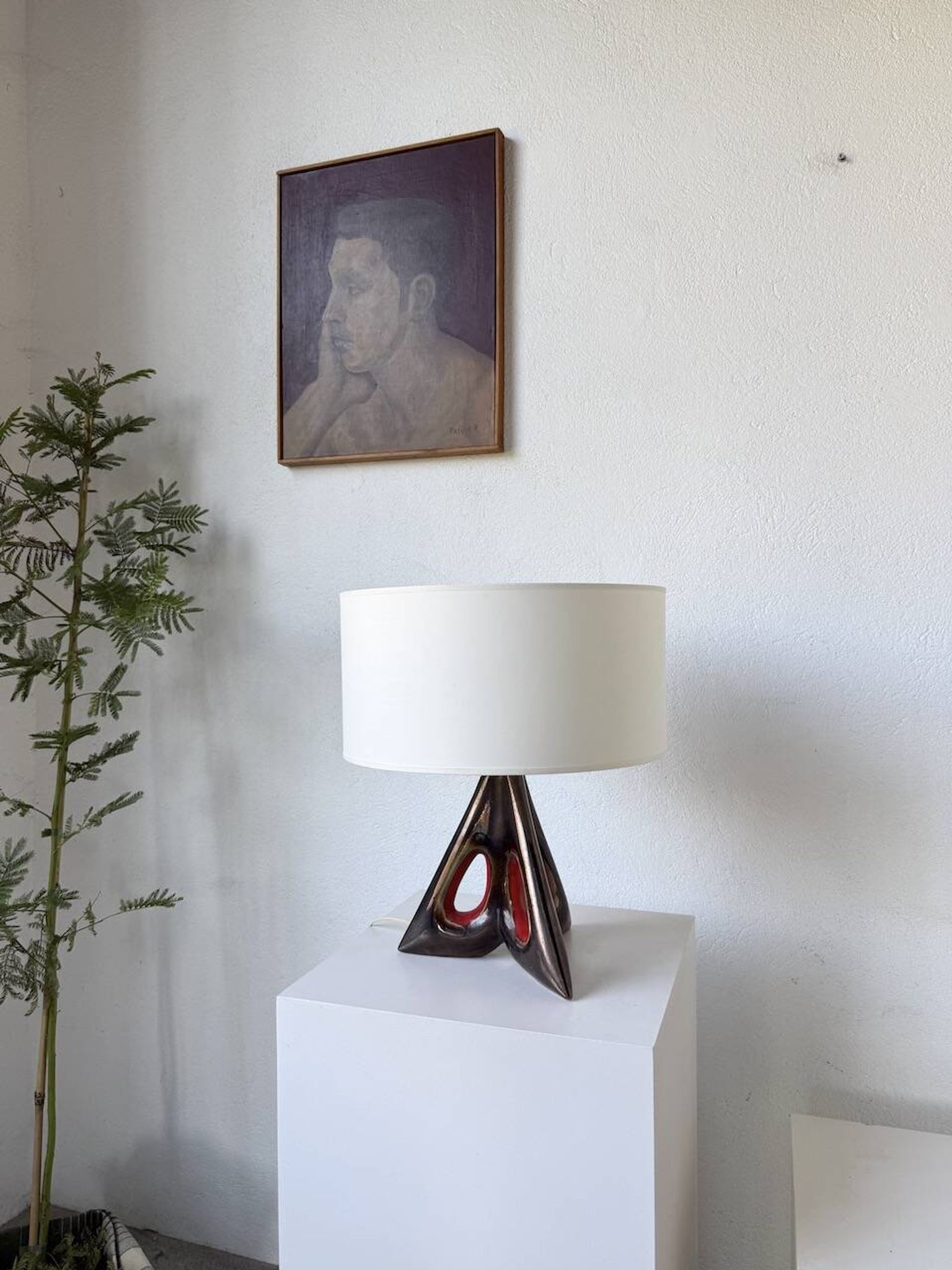 1950s ceramic table lamp, free form