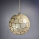 Midcentury mother of pearl Capiz shell & brass sphere large pendant, 1960s