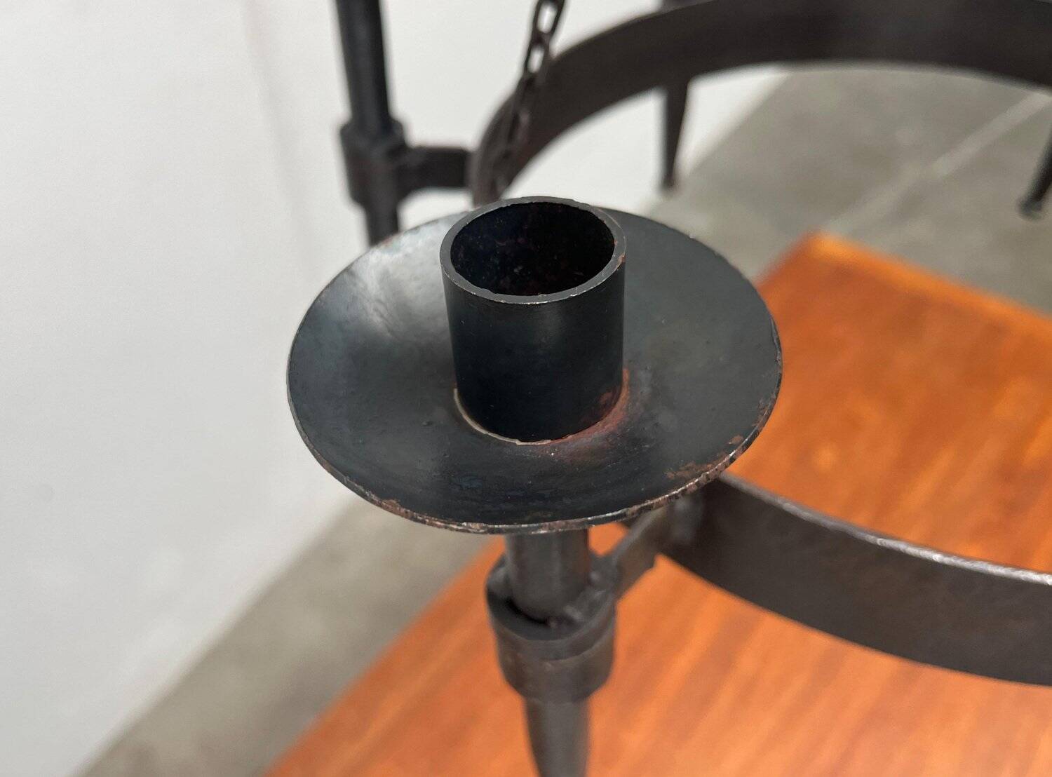 Vintage brutalist wrought iron candle holder by Boltze, 1970s.