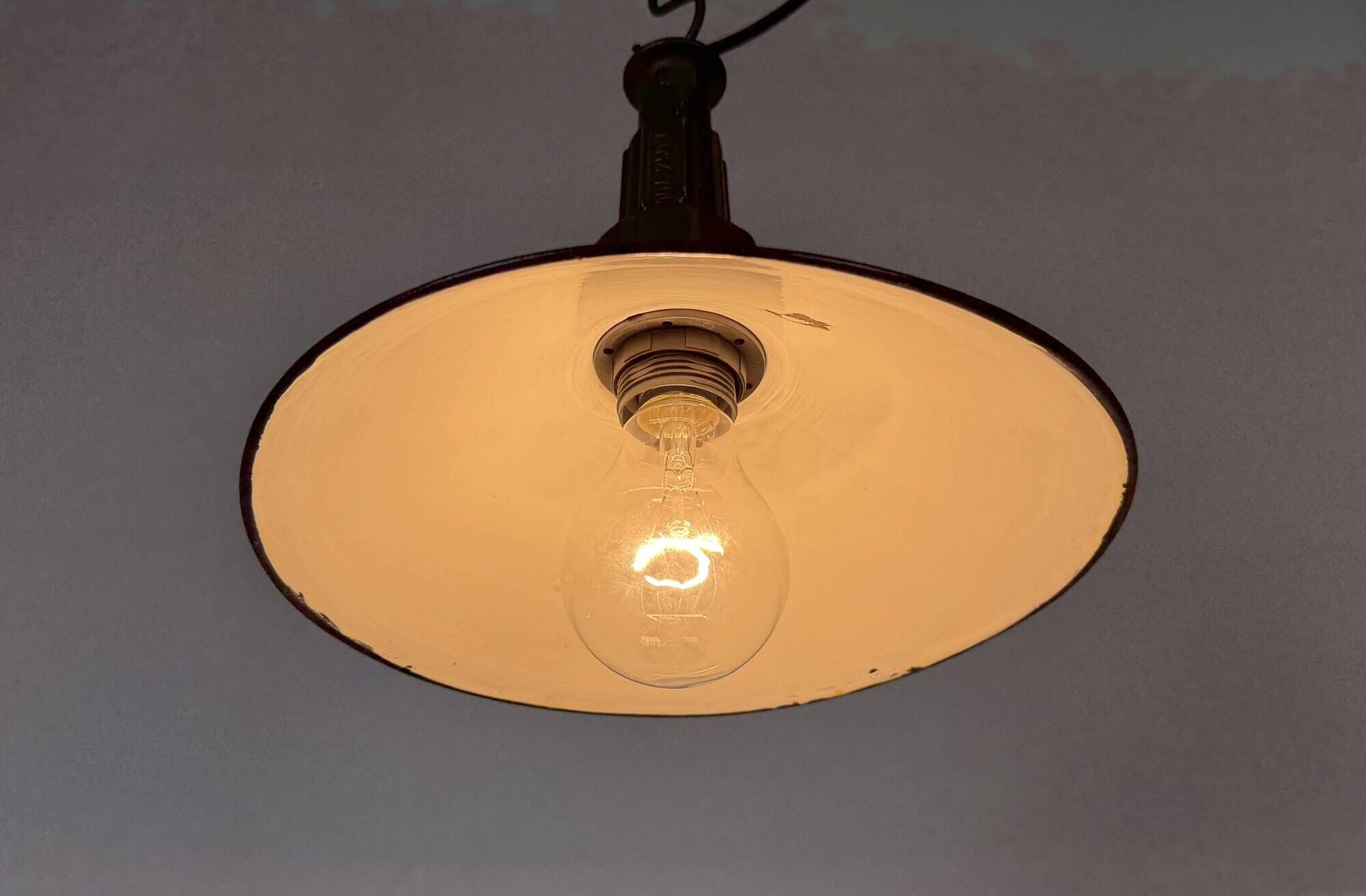 Industrial Petrol Enamel Military Pendant Lamp with Cast Aluminium Top