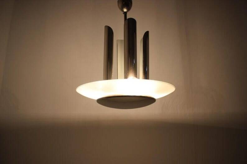 Art Deco Bauhaus Chrome Pendant, 1930s