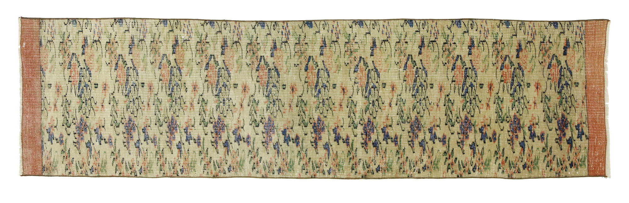 Anatolian handmade vintage rug 259 cm x 69 cm