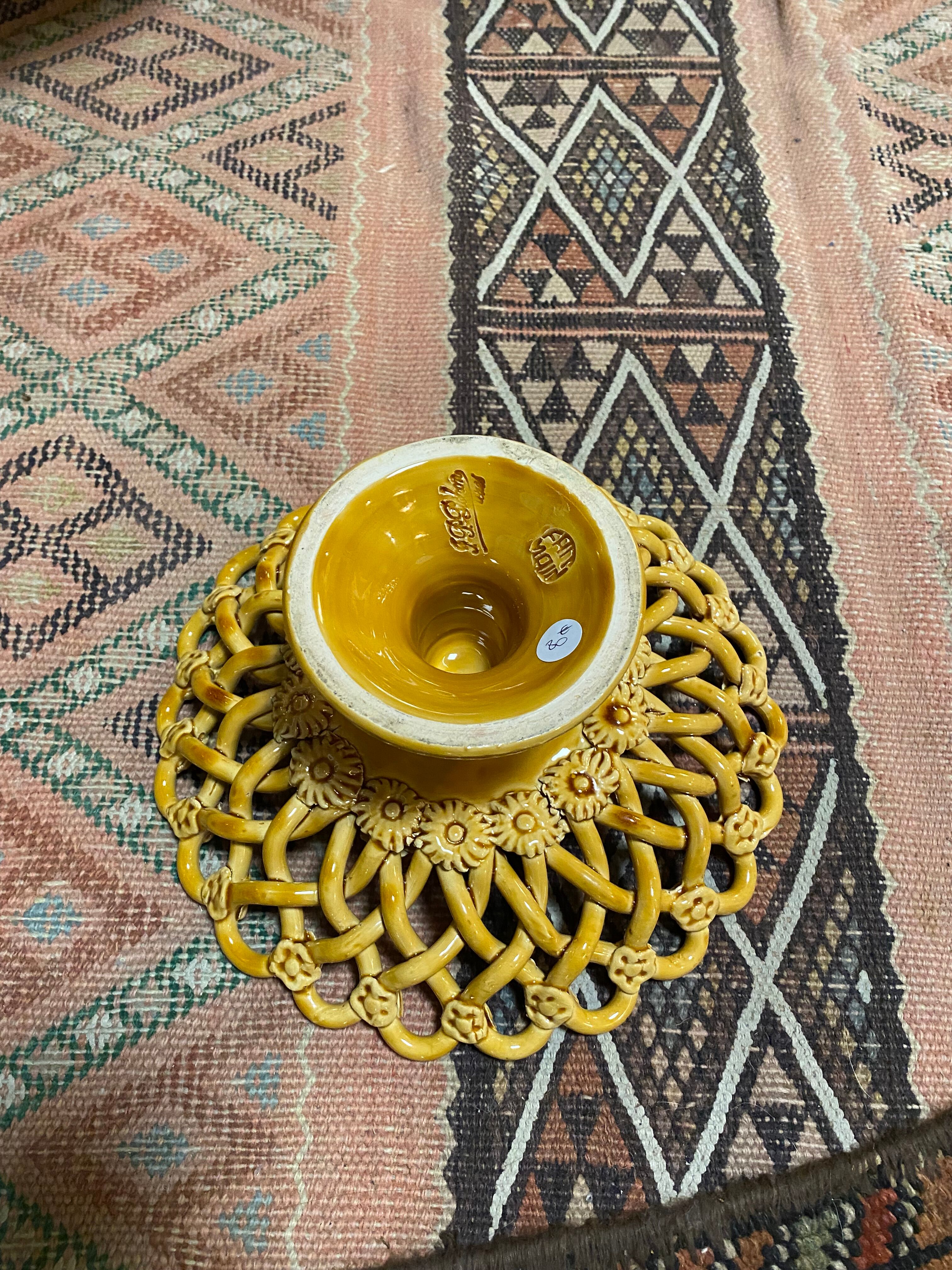 Signed ceramic fruit cup