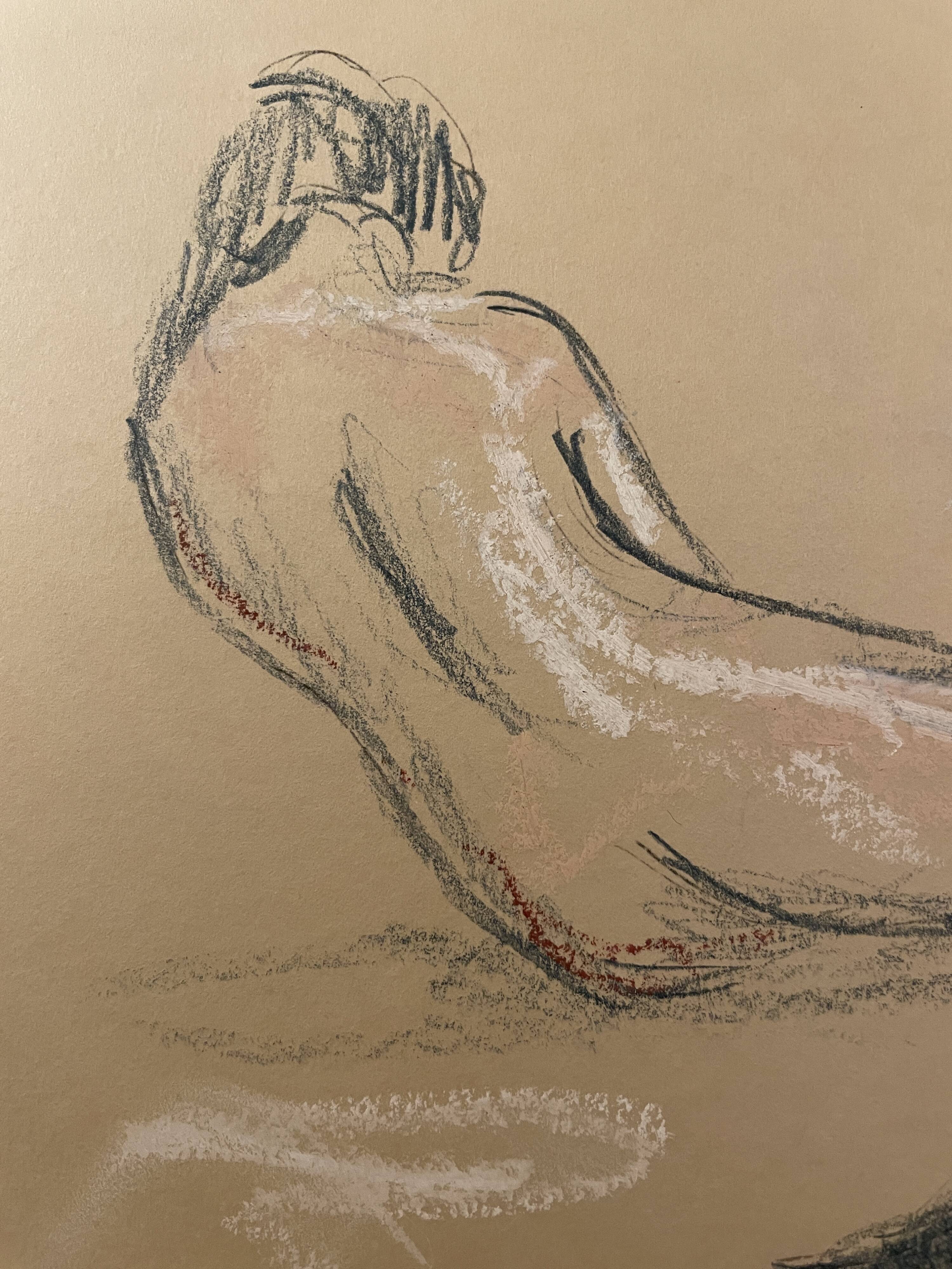 Charcoal painting signed study “the three women”