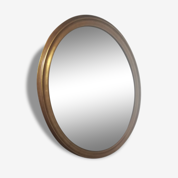 Oval wood mirror