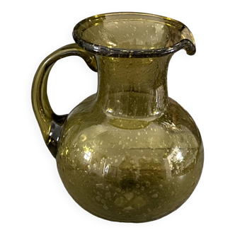 Artisanal bubbled glass pitcher