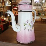Enamelled sheet metal coffee maker with floral decoration