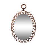 Mirror rattan oval vintage 27x35cm