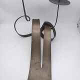 Bougeoir brutaliste en métal effet bronze .