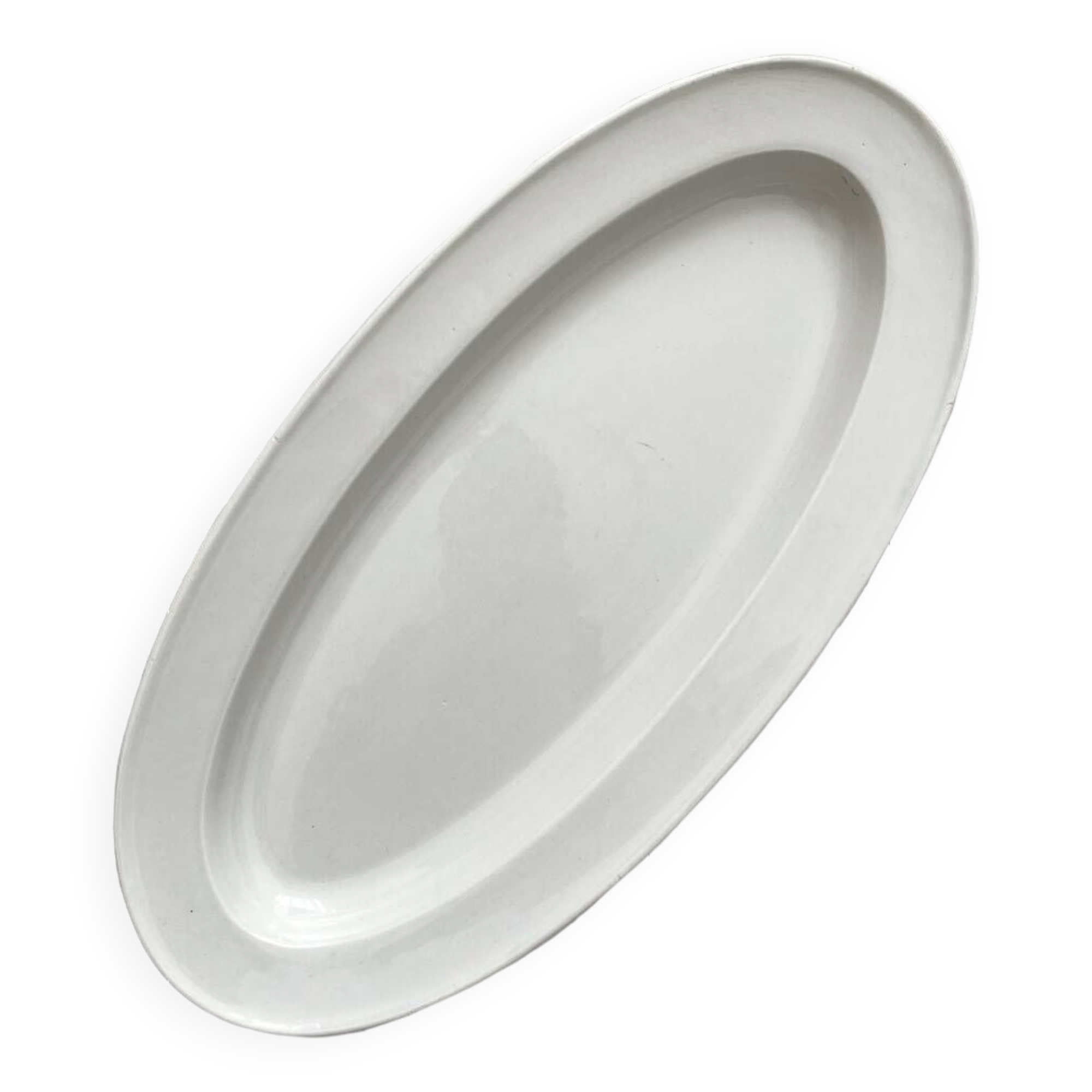 Oval fish dish in white ironstone Creil and Montereau late 19th century