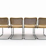 4 Cesca-style metal, wood and cane chairs