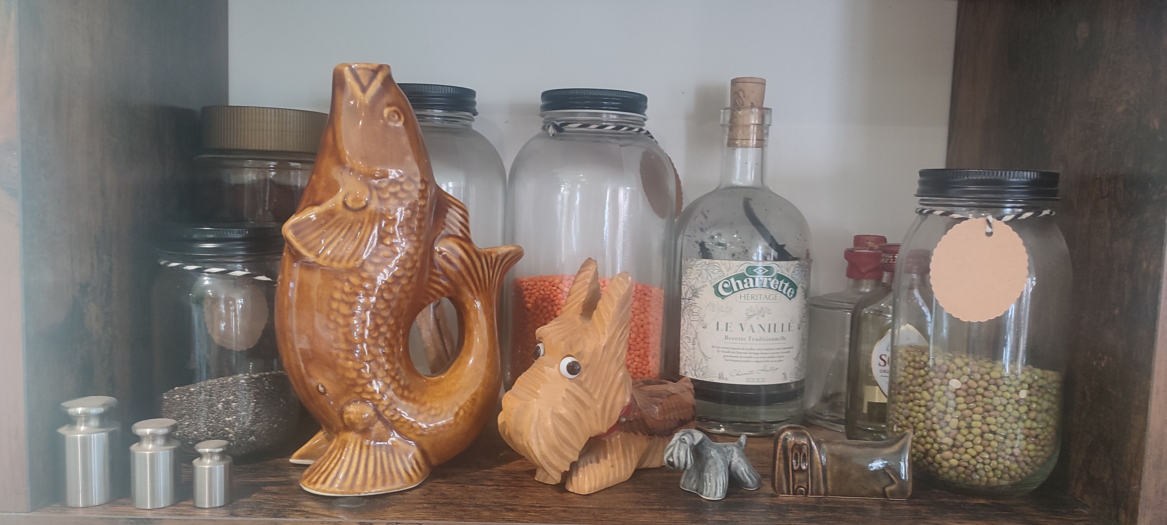 Carafe and glasses "Fish" Amber Ceramic Vintage USSR era