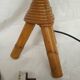 Vintage rattan table lamp – Tripod – Original porcelain socket –