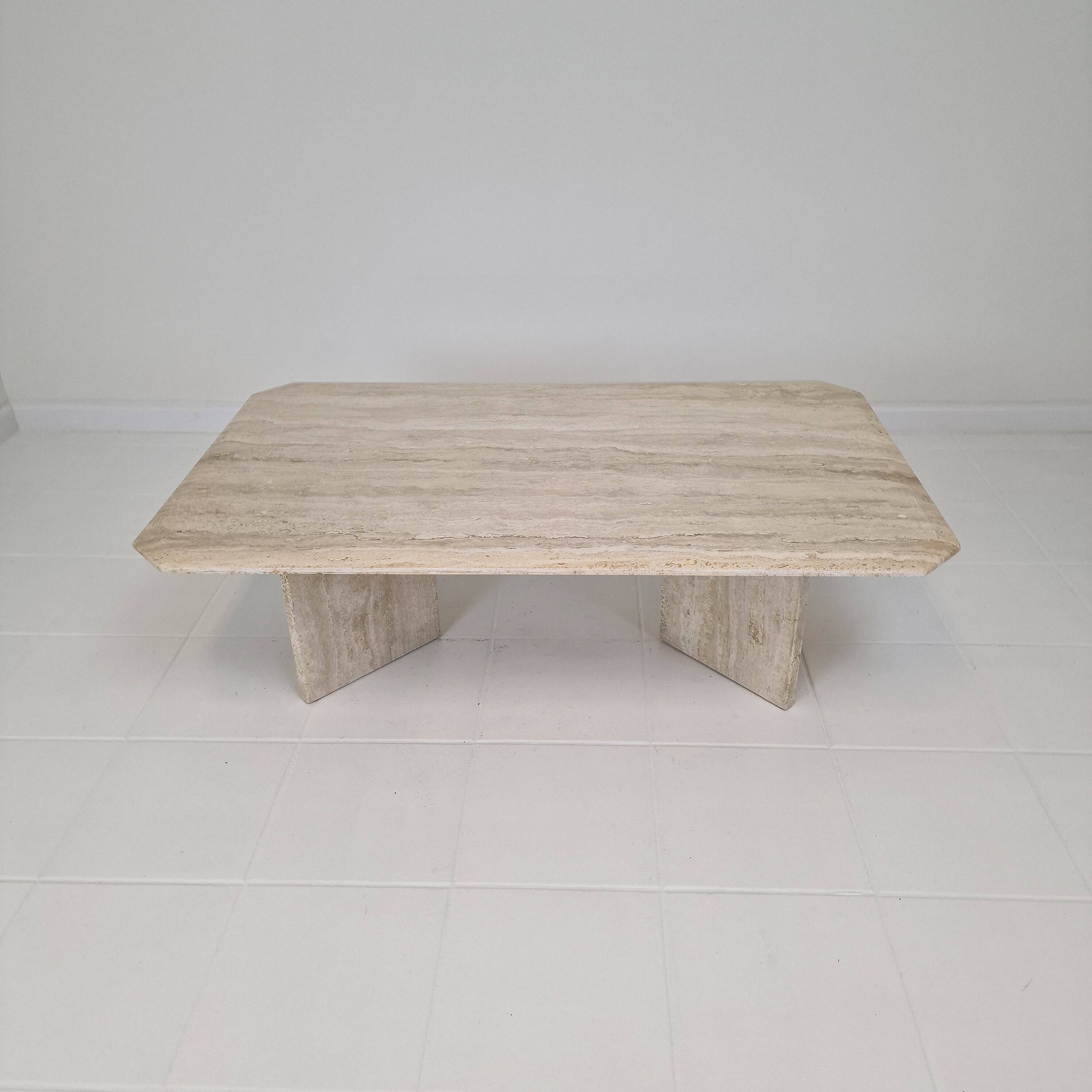 Rectangle Travertine Coffee or Side Table, Italy 1980s