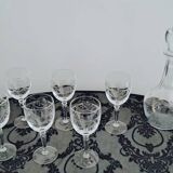 Set of 6 crystal glasses and a carafe