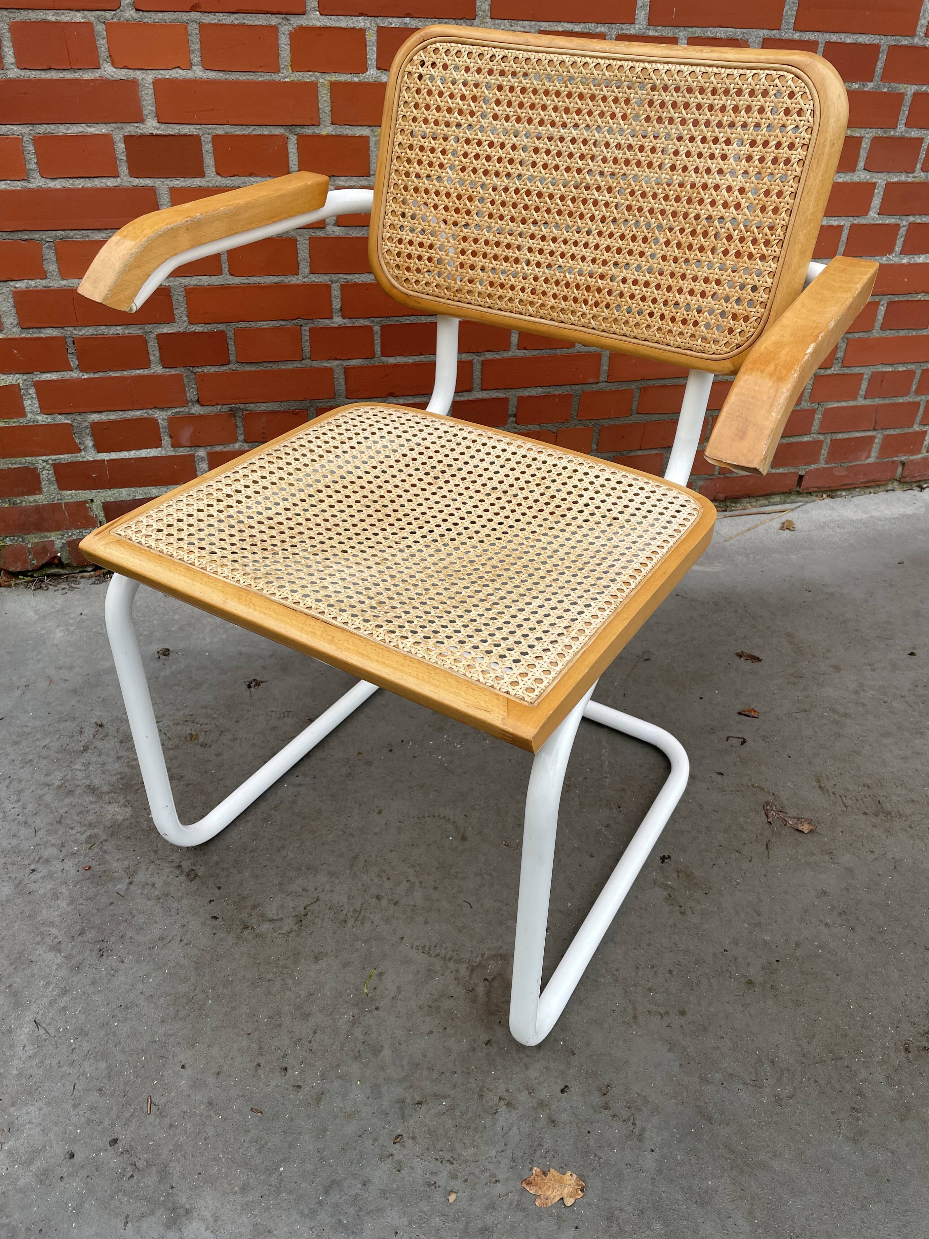 Cesca model chair with armrests white