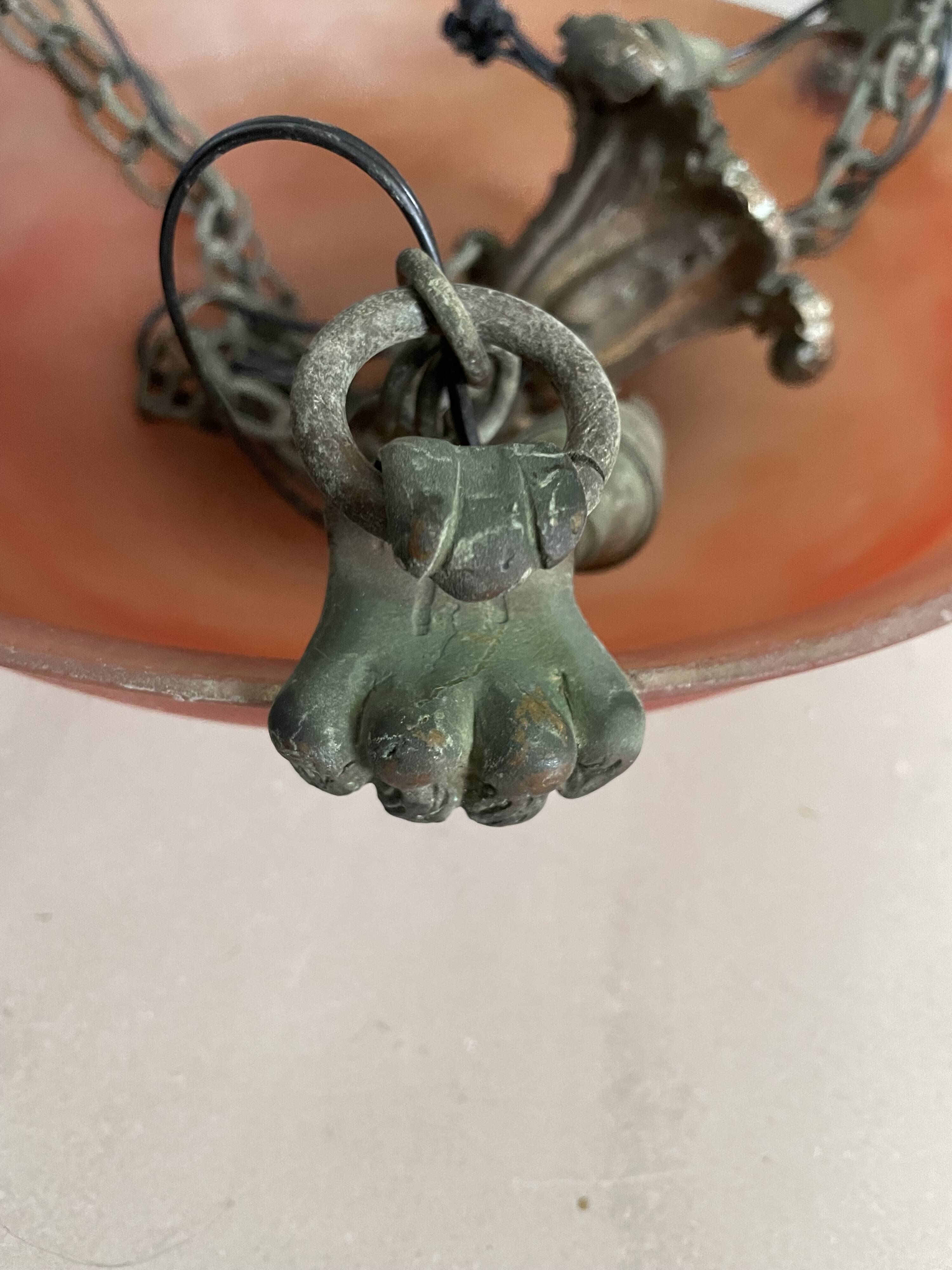 Art Deco pendant light in marbled glass