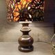 rustic chic turned wooden lamp, ethnic African wax lampshade