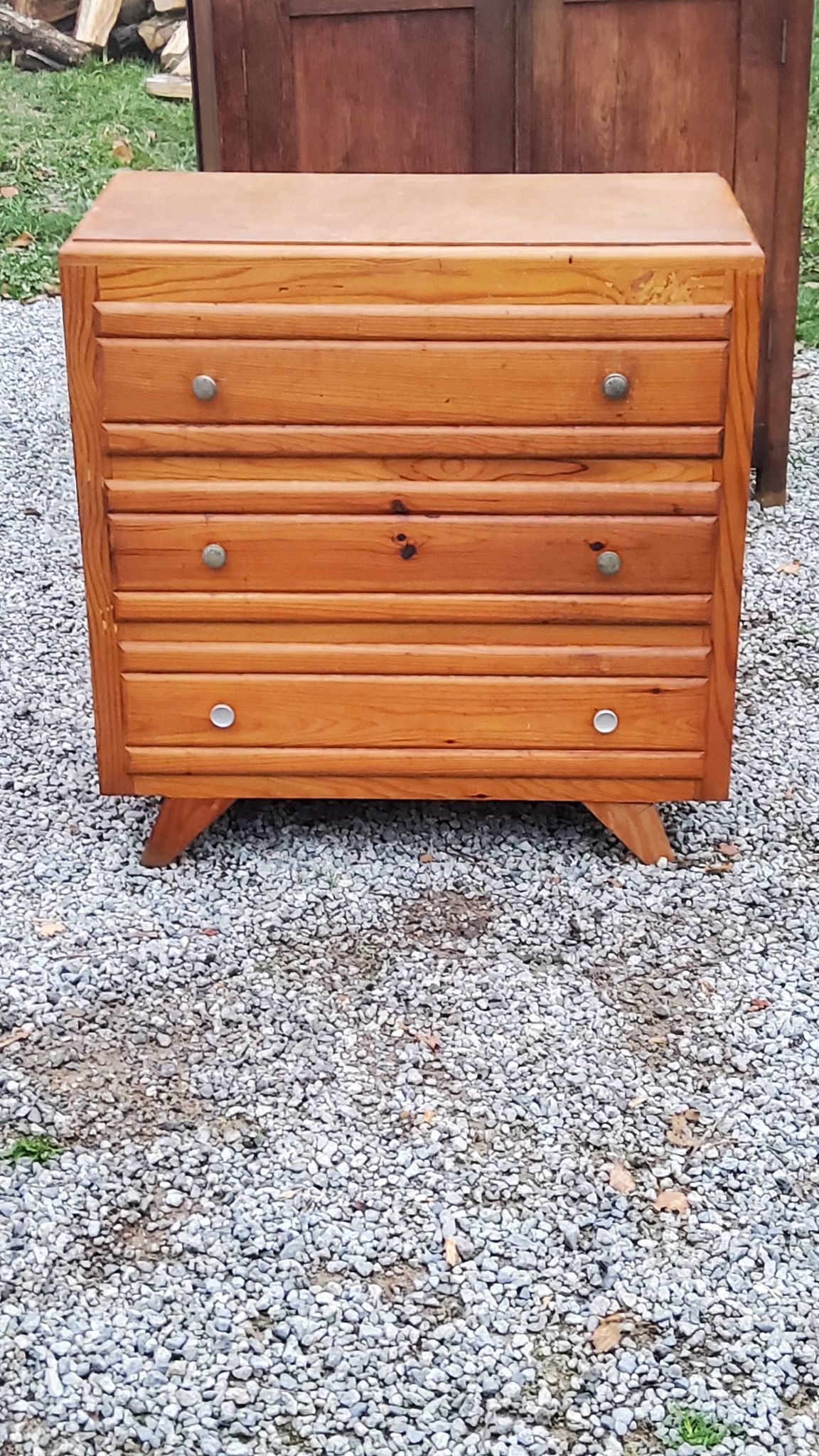 Vintage chest of drawers from the 50s with compass feet and 3 drawers