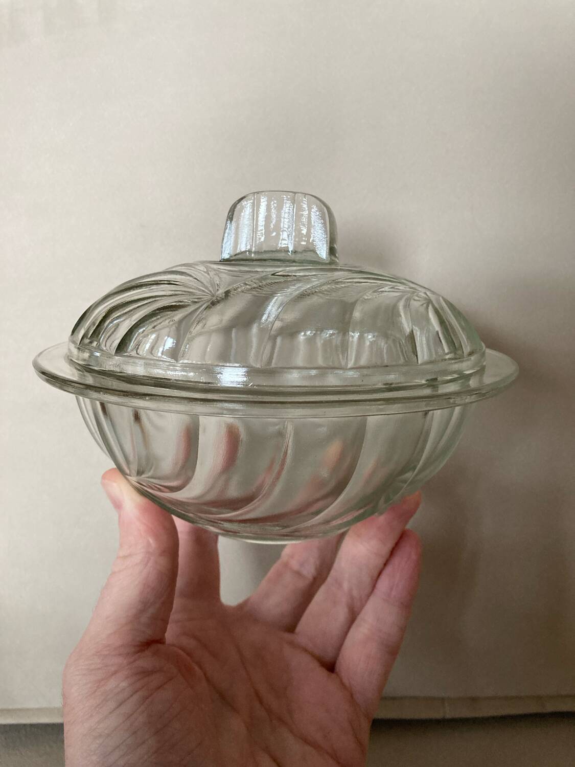 Art Deco molded glass sugar bowl