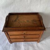 Small old wooden haberdashery chest of drawers, 3 drawers