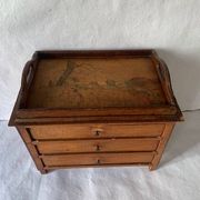 Small old wooden haberdashery chest of drawers, 3 drawers