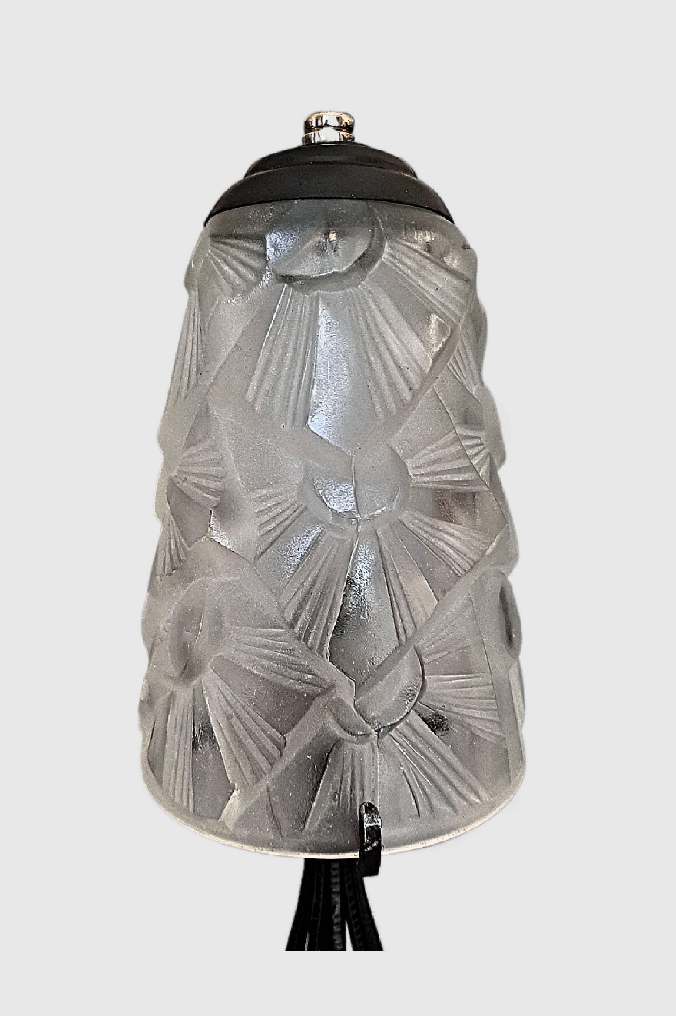 Art deco lamp f. hubens / h. fournet / le fer forgé lyon