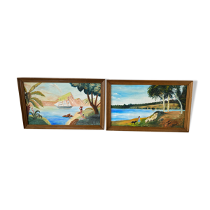 2 tableaux naïfs signés