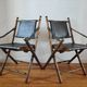 Pair of safari folding chairs in leather 1970-80