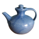 Blue glazed ceramic teapot signed
