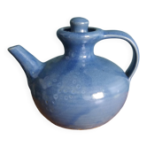 Blue glazed ceramic teapot signed