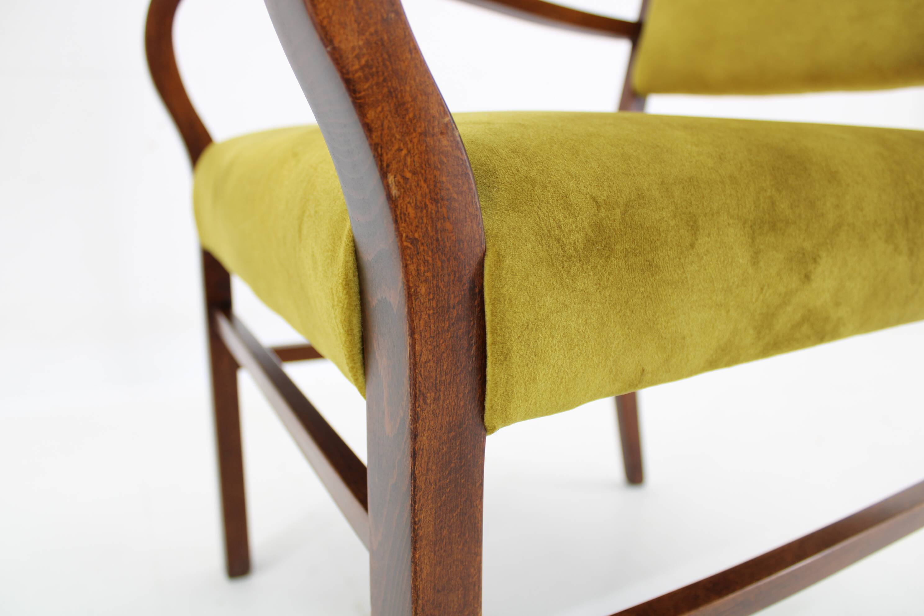 1940s Pair of Restored Beech Art Deco Armchairs ,Czechoslovakia