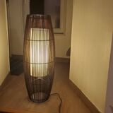 Wicker rattan floor lamp