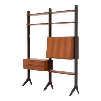Modular wall unit / room devider in teak (Sweden, 1950s).