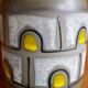 Vintage Ceramic Vase with White and Yellow Pattern - 1960s - Mid-Century Modern - Austria