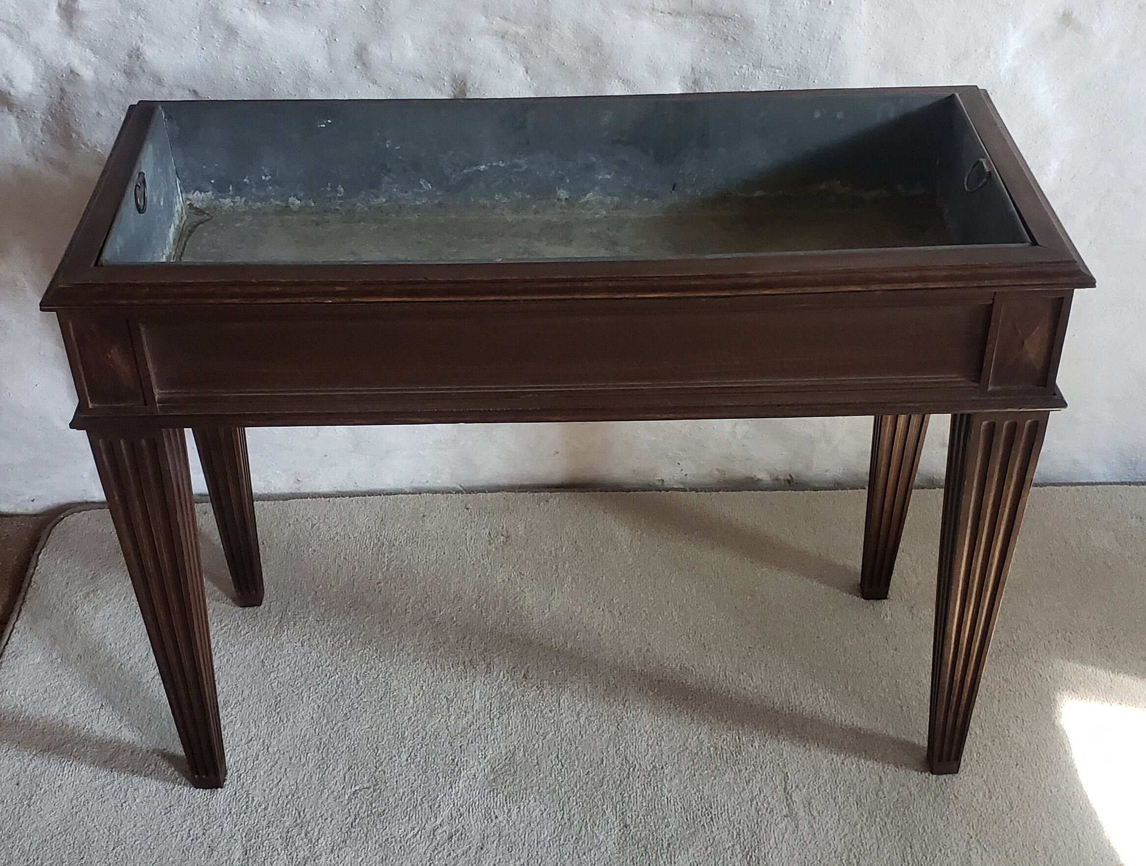 1900 indoor planter in beech and zinc