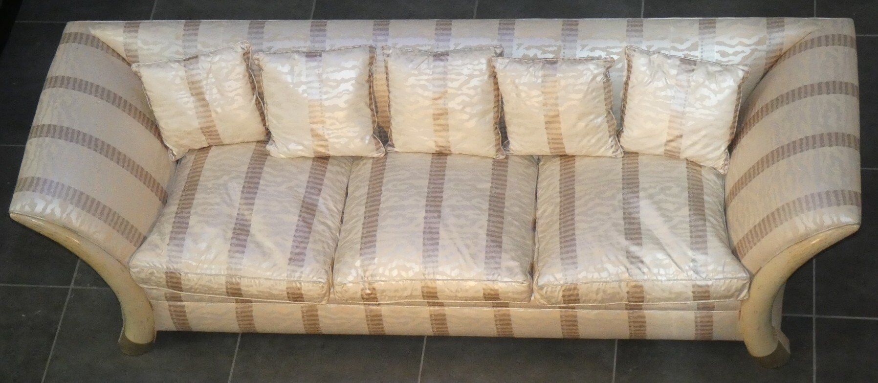 Sofa and armchair in colonial style with saber legs in resin, Italy, 1970s.