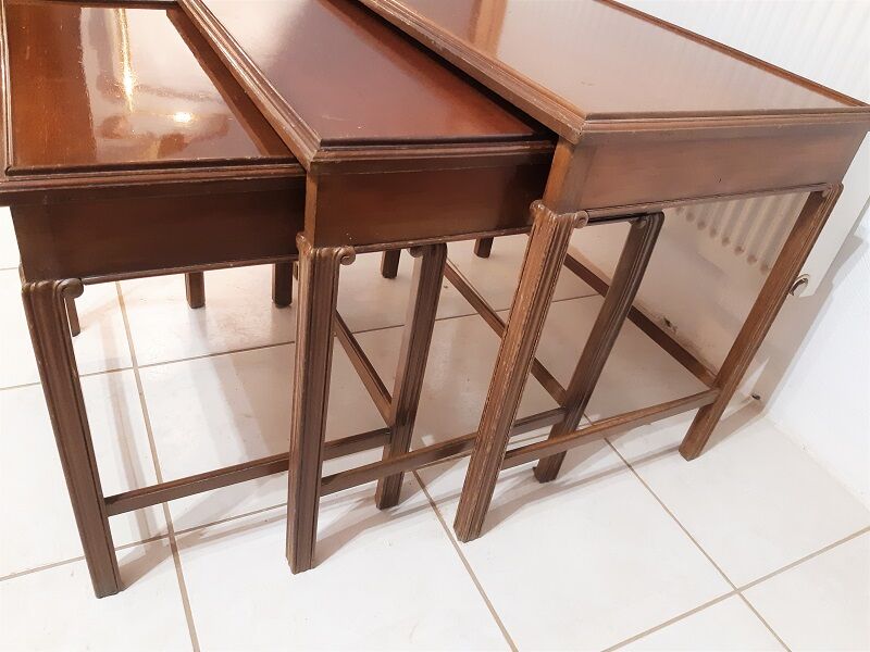 3 30s mahogany pull-out tables in their juice