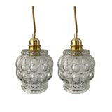 Set of two electrified chiseled glass walking lamps